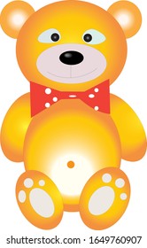 Oso de peluche marrón claro en colores sobre blanco. 
