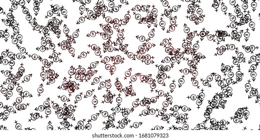 Light Brown vector backdrop with woman's power symbols. Illustration with signs of women's strength and power. Background for International Women’s Day.