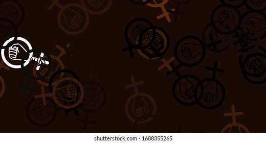 Light Brown vector backdrop with woman's power symbols. Simple design in abstract style with women’s rights activism. Simple design for your web site.