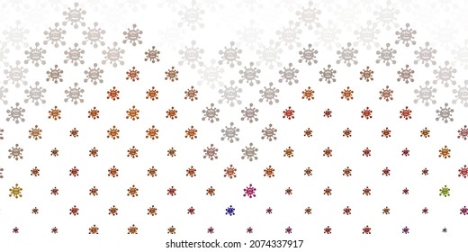 Light Brown vector background with covid-19 symbols. Smart illustration with covid signs in decorative style. Best design for quarantine events.