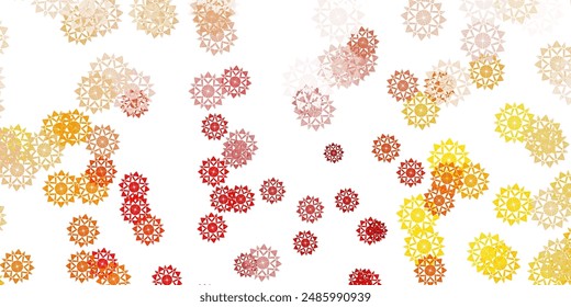 Vector marrón claro hermoso telón de fondo de copos de nieve con flores. Ilustración colorida de degradado con Elementos de nieve en estilo de navidad. Diseño navideño para empresas.