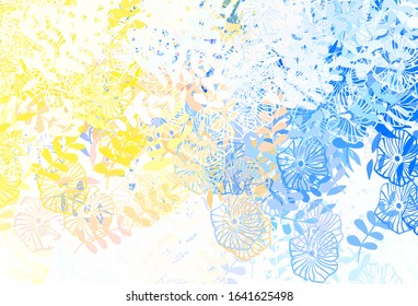 Light Brown vector doodle texture with leaves, flowers. Shining colored illustration with leaves and flowers. The best design for your business.