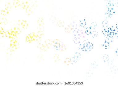 Light Brown vector pattern with Digit symbols. Abstract illustration with colored algebra signs. Smart design for university advert.