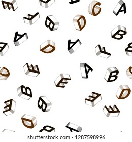 Light Brown vector seamless backdrop with 3D english symbols. Abstract illustration with 3D ABC symbols. Template for business cards, websites.