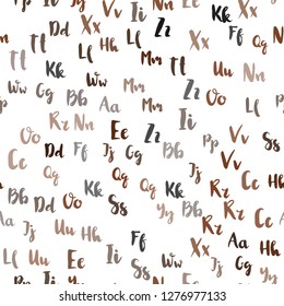 Light Brown vector seamless pattern with ABC symbols. Shining illustration with ABC symbols on abstract template. Texture for window blinds, curtains.