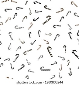 Light Brown vector seamless pattern with delicious xmas candies.