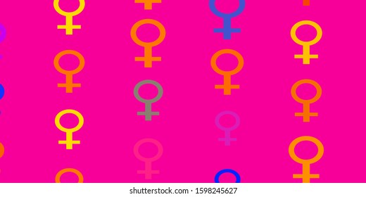 Light Brown vector template with businesswoman signs. Colorful feminism symbols with a gradient in modern style. Sample for your web designers.
