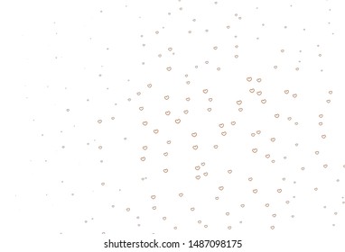 Light Brown vector template with doodle hearts. Glitter abstract illustration with colorful hearts in romantic style. Pattern for carnival, festival romantic leaflets.