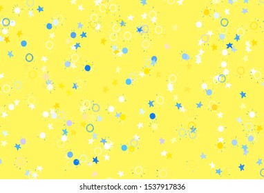 Light Brown vector template with doodle stars, suns. Shining illustration with stars, suns on abstract template. Template for cosmic backgrounds.