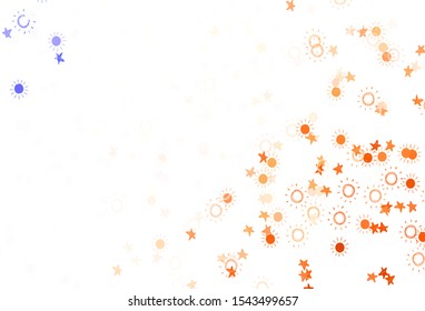 Light Brown vector template with doodle stars, suns. Shining colored illustration with stars, suns. Best design for your ad, poster, banner.