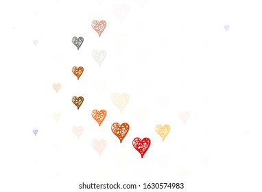 Light Brown vector template with doodle hearts. Illustration with shapes of gradient hearts on blur backdrop. Design for a business advert of anniversary.
