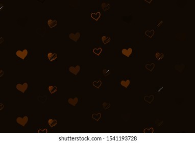 Light Brown vector texture with lovely hearts. Glitter abstract illustration with colorful hearts in romantic style. Pattern for carnival, festival romantic leaflets.