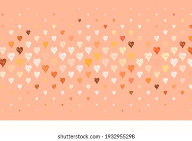 Textura vectorial marrón claro con corazones encantadores. Ilustración con formas de corazones gradientes sobre fondo borroso. Diseño para un anuncio comercial de aniversario.