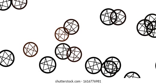 Light Brown vector texture with religion symbols. Colorful mystic symbols with a gradient in ancient style. Simple base for your occult design.
