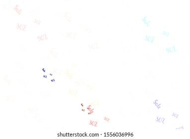 Light Brown vector texture with selling prices 30, 50, 90 %. Gradient illustration with discount signs on white backdrop. Template for season sales, shopping ads.