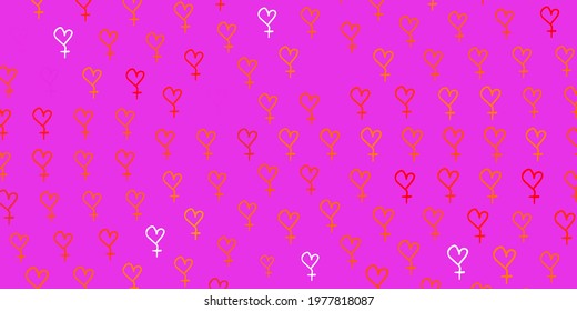 Light Brown vector texture with women rights symbols. Colorful feminism symbols with a gradient in modern style. Background for International Women Day.