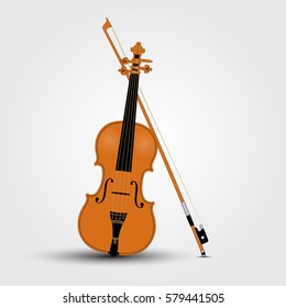 light brown violin and bow