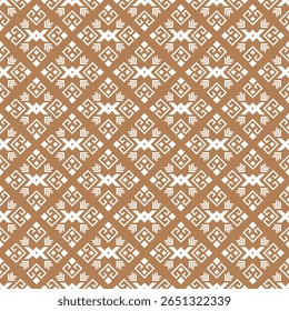 Light Brown White Seamless Pattern of Geometry Traditional  Native American Indian Style Decoration Aztec Ethnic Textile 