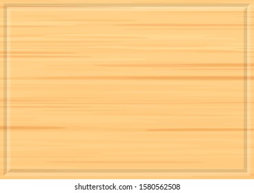 Light brown wooden texture background with carved frame. Vector.