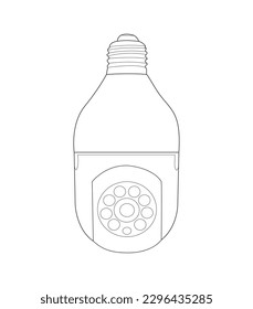 Light Bulb 360 Degree Camera 2.4Ghz Wifi Security Camera Home Guard Wireless Camera, vector, line art, eps10.