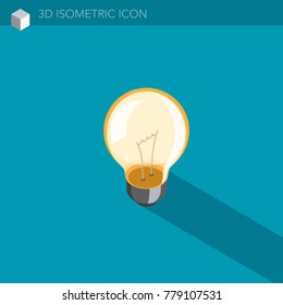light bulb 3D isometric web icon