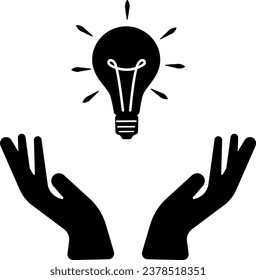 light bulb above hand, business idea