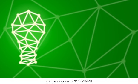 Light Bulb Abstract Illustration With Dots Lines And Shapes Green Background Business Illustration - Vector