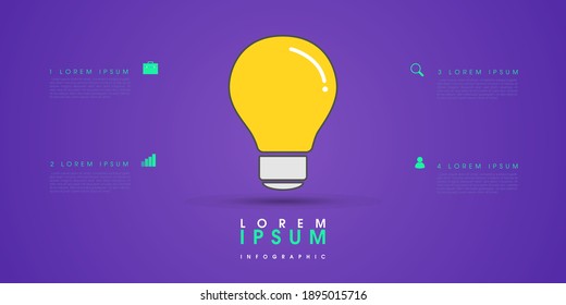 Light bulb Abstract infographics number options template. Can be used for workflow layout, diagram, business step options, banner, web design. Vector Illustration.