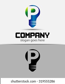 Light bulb abstract P logo template
