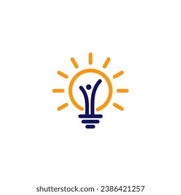 light bulb and abstract people logo icon concept idea