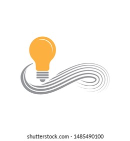 light bulb and abstract swirl lines, vector 