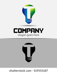 Light bulb abstract T logo template
