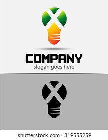 Light bulb abstract X logo template
