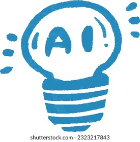 Light bulb AI brain idea watercolor hand drawn style illustration