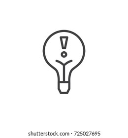 Light bulb alert line icon, outline vector sign, linear style pictogram isolated on white. Symbol, logo illustration. Editable stroke
