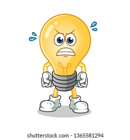 light bulb angry mascot vector cartoon illustration