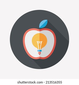 light bulb in apple flat icon with long shadow,eps10
