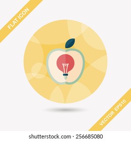 light bulb in apple flat icon with long shadow,eps10