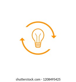 light bulb, arrow, circular, vector icon, illustration