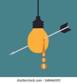 Light bulb with arrow through, Business idea