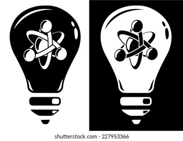Light bulb with atom icon
