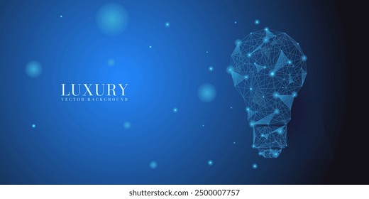 hellblauer Hintergrund im dunkelblauen Hologramm-Stil, Illustration von Ideen und Kreativität bei der Lösung von Problemen mithilfe von Technologie, geeignet für Präsentationshintergründe, Poster und Infografiken.