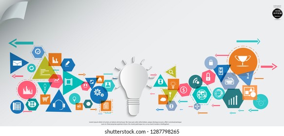 Light bulb - Background Geometry, Colorful, icon - modern Idea and Concept Vector illustration.