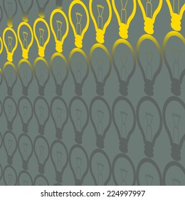 Light bulb background with line of illumination - conceptual representation of an idea (vector)