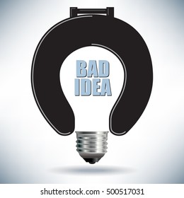 Light Bulb Bad Idea Concept with Toilet Seat 