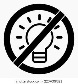 Light bulb ban. Don't shine. Vector icon.