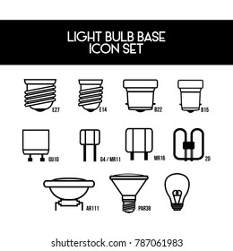 Light bulb base icon set
