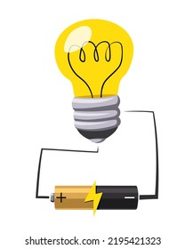 Light bulb with battery illustration 