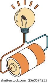 Light bulb and battery illustration