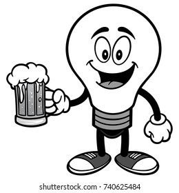 Light Bulb with Beer Illustration